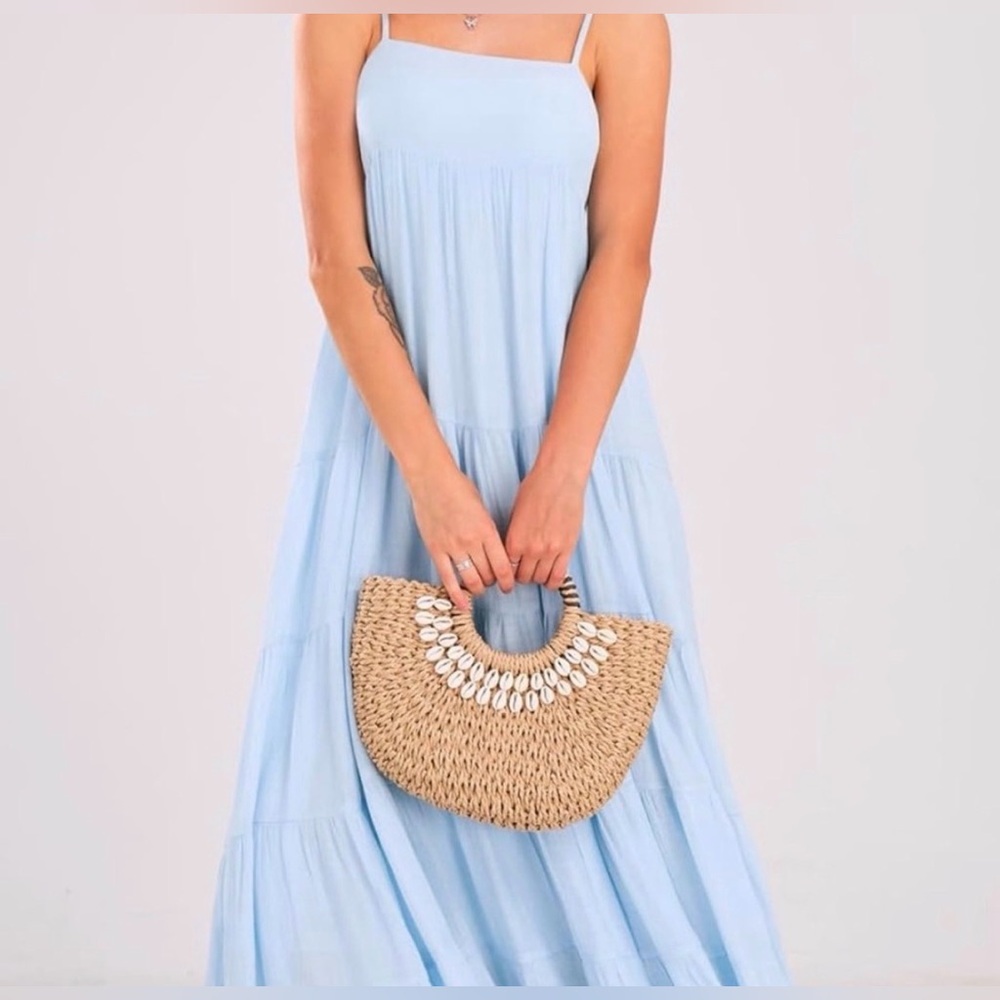 #1087 Light Blue Spaghetti Strap Maxi Dress - Women